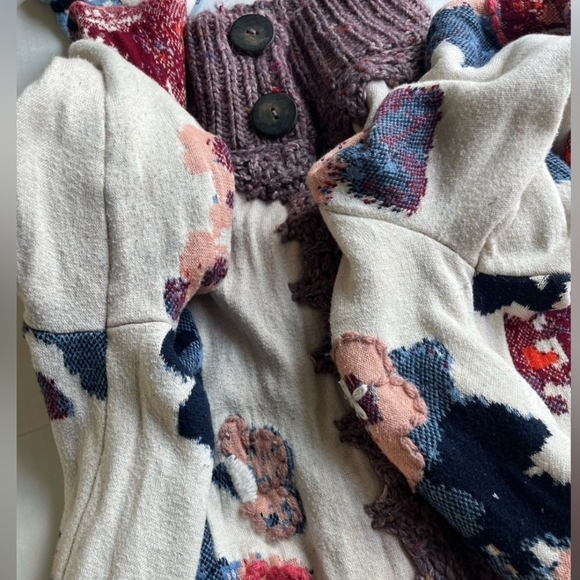 Anthropologie Sleeping on Snow Foret Embroidered Boho Long Sweater Cardigan Coat - Picture 8 of 16